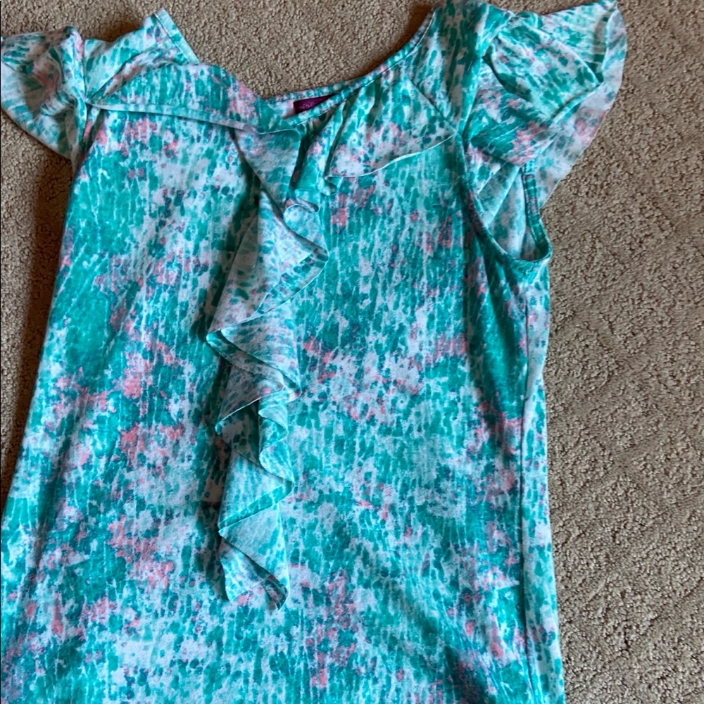 Multicolored shirt with ruffles